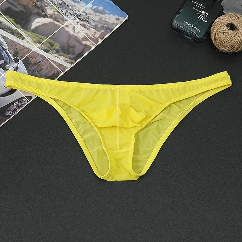 Men's Sexy Breifs Confortable Ice Silk Briefs Ultra-thin Transparent Breathable Underwear Low Waist Underpants Fashion Briefs