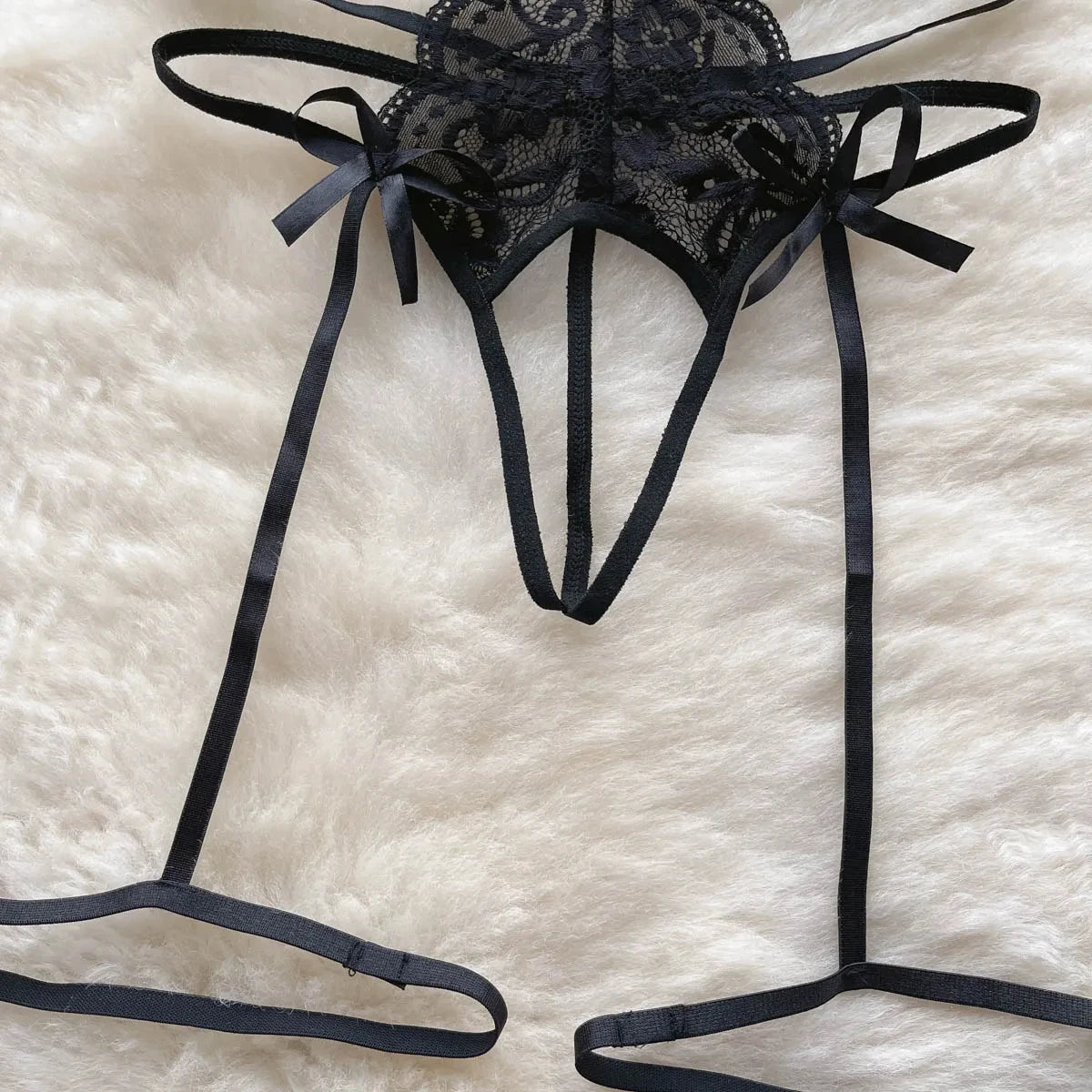 Women' Hollow Lace Camisole Bodysuit V-Neck Backless Sleeveless Erotic Lingerie Slim Fit Bow Pajamas Sexy Black Sheer Playsuit