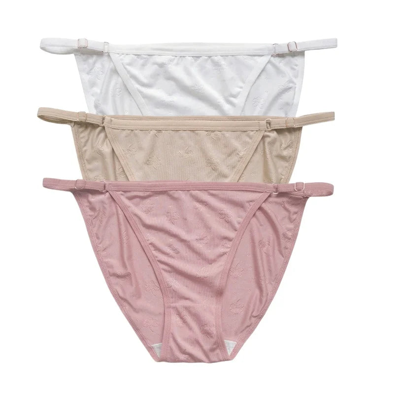 3Pcs/Set Ice Silk Panties Women Low Rise Briefs Brazilian Panties Solid Color Underwear Female Underpants Sexy Lingerie S-XL