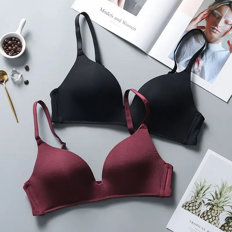 Ultra Thin Sexy Ice Silk Wireless Bra For Women Sexy Gather Underwear Push Up Simple Lingerie Seamless Brassiere Bralettle