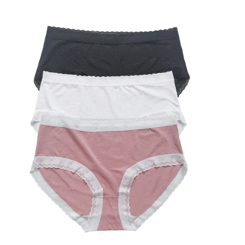 3Pcs/Set Low Rise Briefs Women Ice Silk Panties Breathable Seamless Underwear Solid Color Female Underpants Sexy Lingerie M-XL