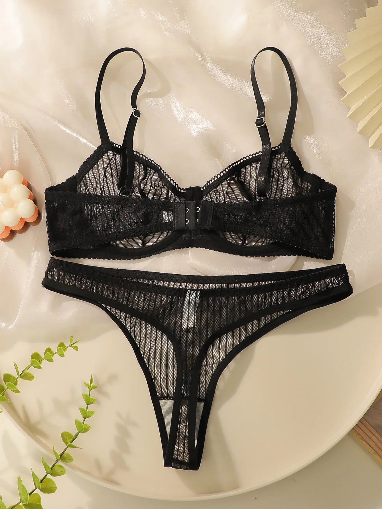 Sexy Black Lace Bra and Panty Set Underwire Push Up No Padding Full Set Sheer Mesh Romantic Lingerie S-L