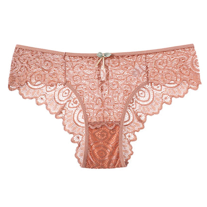 Lace Women's Panties Sexy Low-Waist Briefs Transparent Underwear Female Hollow Out G String Solid Comfortable Underpant Lingerie