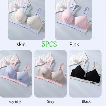 New Pure Cotton Double Button Breastfeeding Bra With Thin Gathered Anti Sagging No Steel Ring Soft Comfortable Women's Underwear