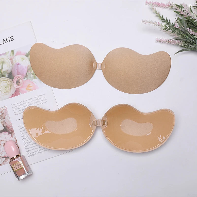 Sexy Invisible Bras Women's Push Up Silicone Mango Bra Without Straps Self Adhesive Seamless Strapless Front Closure Lingerie