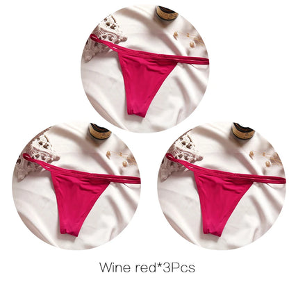 FINETOO 3Pcs/set Sexy Low-rise Thongs Women Bikini Panties T-back Underpants M-XL Female G-String Panty Ladies Thong Lingerie