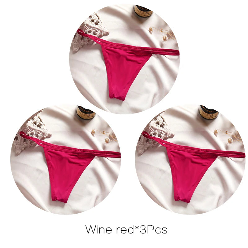 FINETOO 3Pcs/set Sexy Low-rise Thongs Women Bikini Panties T-back Underpants M-XL Female G-String Panty Ladies Thong Lingerie