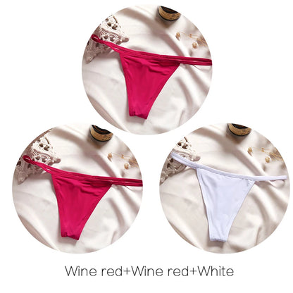 FINETOO 3Pcs/set Sexy Low-rise Thongs Women Bikini Panties T-back Underpants M-XL Female G-String Panty Ladies Thong Lingerie