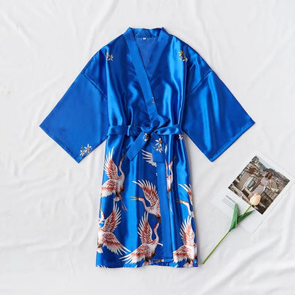 Fashion Satin Robe Female Bathrobe Sexy peignoir femme Silk Kimono Bride Dressing gown sleepwear Night Grow For Women