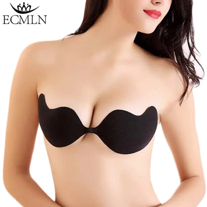 Sexy Invisible Bras Women's Push Up Silicone Mango Bra Without Straps Self Adhesive Seamless Strapless Front Closure Lingerie