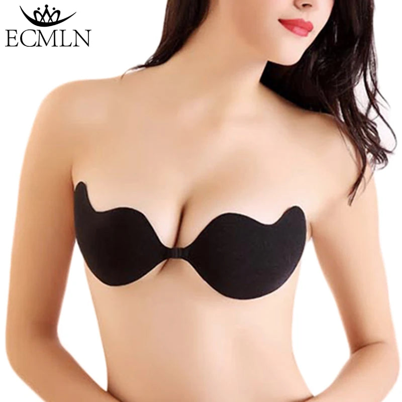 Sexy Invisible Bras Women's Push Up Silicone Mango Bra Without Straps Self Adhesive Seamless Strapless Front Closure Lingerie