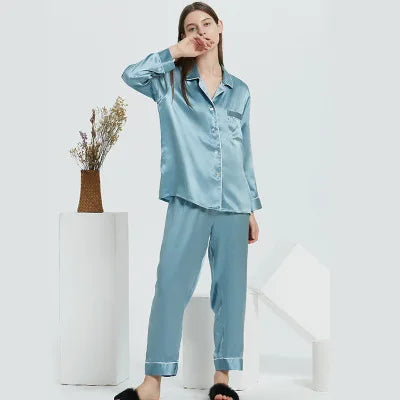 New Natural 100% Mulberry Silk Pajamas Women Set Suit Female Nghtwear Lady Sex Fashion Bed 19mm Heavy Home Service Homewear