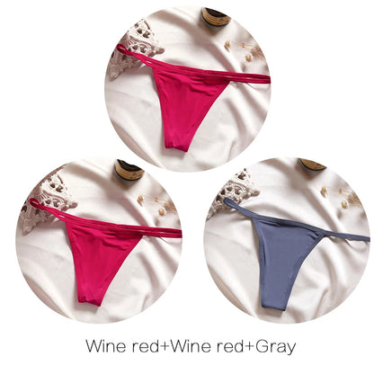 FINETOO 3Pcs/set Sexy Low-rise Thongs Women Bikini Panties T-back Underpants M-XL Female G-String Panty Ladies Thong Lingerie