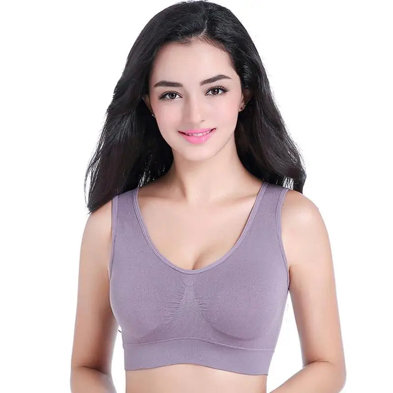 S-7XL Sports Yoga Shockproof Women's Bra Removable Breast Pad Bralette Sexy Elastic Beautiful Back Tops Comfort Cotton Sleep Bra