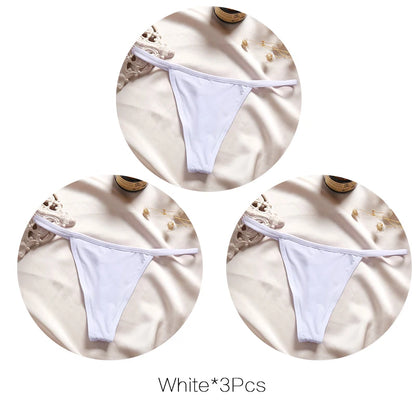 FINETOO 3Pcs/set Sexy Low-rise Thongs Women Bikini Panties T-back Underpants M-XL Female G-String Panty Ladies Thong Lingerie