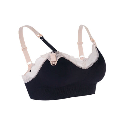 Wireless Front Open Nursing Bra Soft Lace Breathable Seamless Maternity Breastfeeding Bras Maternal Support For Pregnant Women