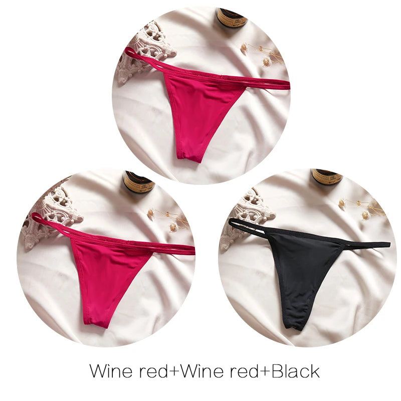 FINETOO 3Pcs/set Sexy Low-rise Thongs Women Bikini Panties T-back Underpants M-XL Female G-String Panty Ladies Thong Lingerie