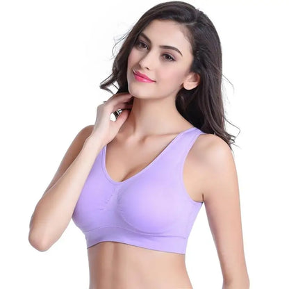 S-7XL Sports Yoga Shockproof Women's Bra Removable Breast Pad Bralette Sexy Elastic Beautiful Back Tops Comfort Cotton Sleep Bra