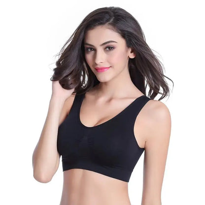 S-7XL Sports Yoga Shockproof Women's Bra Removable Breast Pad Bralette Sexy Elastic Beautiful Back Tops Comfort Cotton Sleep Bra