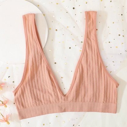 Deep V-neck Seamless Bra Push Up Bras For Women Bralette Sexy Lingerie Female Low Back Sleep Underwear Unlined Crop Top