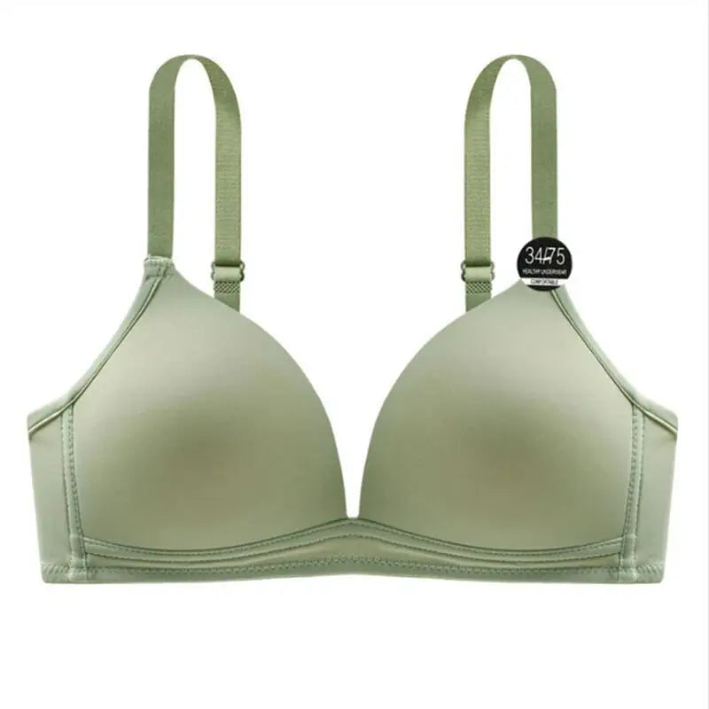 Thin Triangle Cup Bra Non-removable Shoulder Straps Women Underwear Deep-V Adjusted Brassiere Without Steel Ring Sleep Bralette