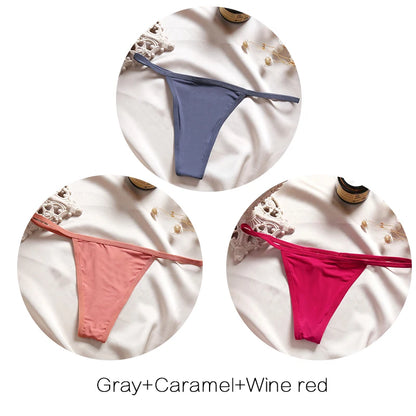 FINETOO 3Pcs/set Sexy Low-rise Thongs Women Bikini Panties T-back Underpants M-XL Female G-String Panty Ladies Thong Lingerie