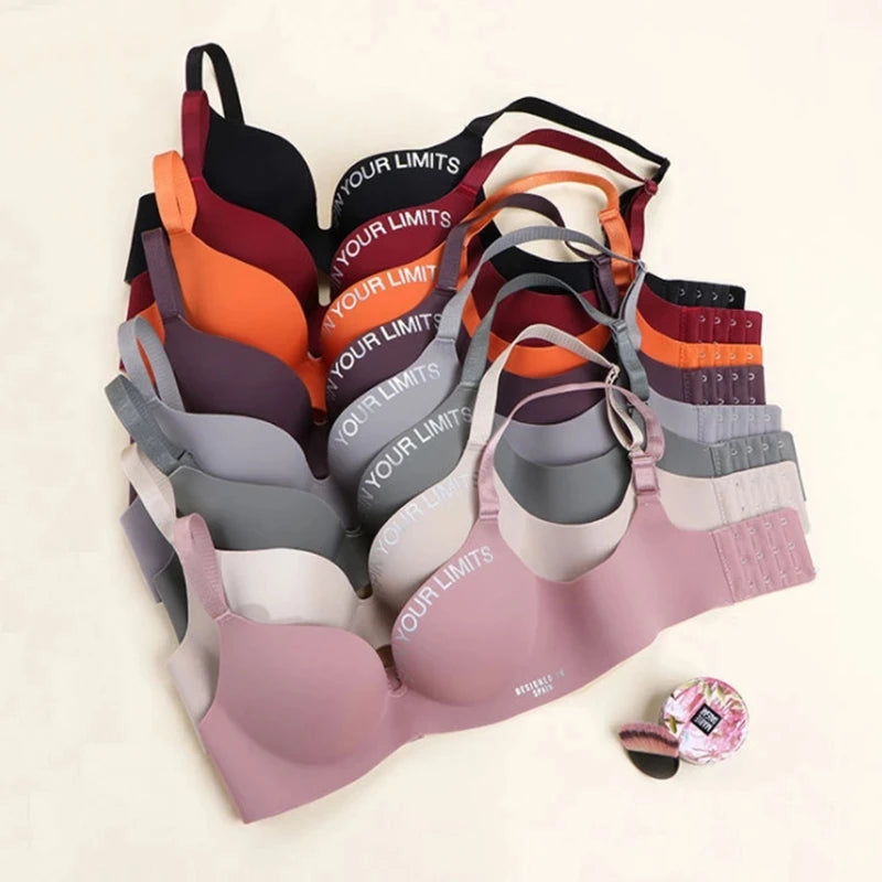 Fashion Alphabet Print Bra One-Piece Women's Underwear Without Steel Ring Gather Bralette Breathable Seamless Sleep Brassiere