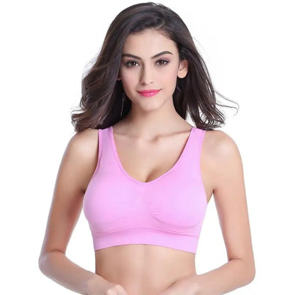 S-7XL Sports Yoga Shockproof Women's Bra Removable Breast Pad Bralette Sexy Elastic Beautiful Back Tops Comfort Cotton Sleep Bra