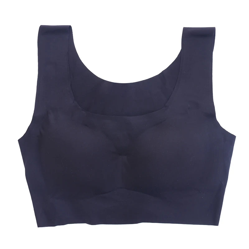 Nessayoo Women Seamless Bra Push Pad Maternity Nursing Bras M-6XL Plus Size Sleep Bra Adjusted-straps Black Nude Crop Top Padded