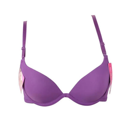 White color support small chest push up bra young girl women Bra gather breast thin cup sexy bra plunge deep u low cut women bra