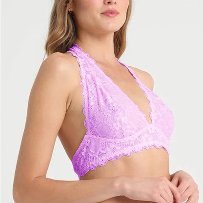 12 Colors Women Sexy Summer Breathable Lace Bra Fashion Halter Unlined Non-Padded Backless Bra 30-38 A/B/C