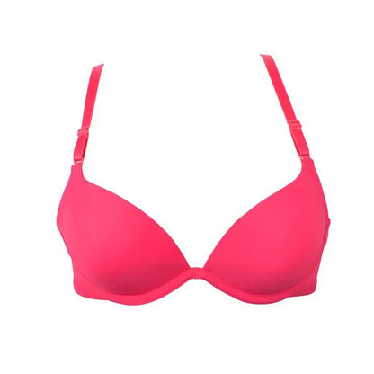 White color support small chest push up bra young girl women Bra gather breast thin cup sexy bra plunge deep u low cut women bra