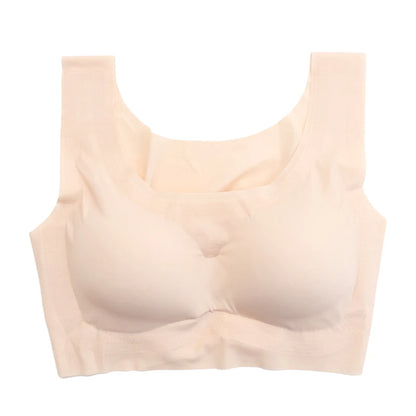 Nessayoo Women Seamless Bra Push Pad Maternity Nursing Bras M-6XL Plus Size Sleep Bra Adjusted-straps Black Nude Crop Top Padded