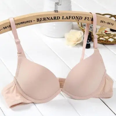 White color support small chest push up bra young girl women Bra gather breast thin cup sexy bra plunge deep u low cut women bra
