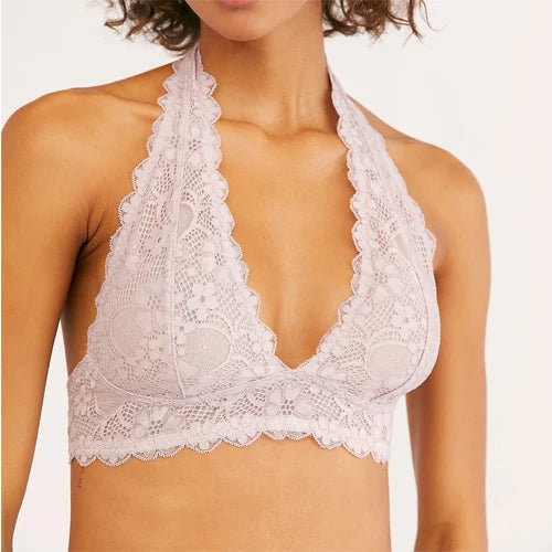 12 Colors Women Sexy Summer Breathable Lace Bra Fashion Halter Unlined Non-Padded Backless Bra 30-38 A/B/C