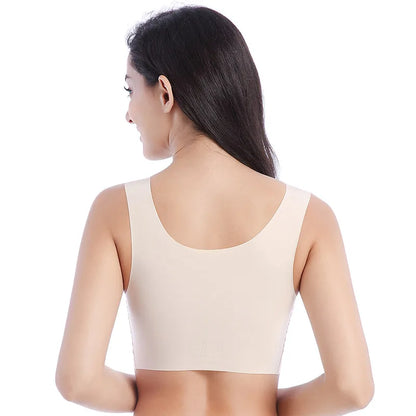 Nessayoo Women Seamless Bra Push Pad Maternity Nursing Bras M-6XL Plus Size Sleep Bra Adjusted-straps Black Nude Crop Top Padded