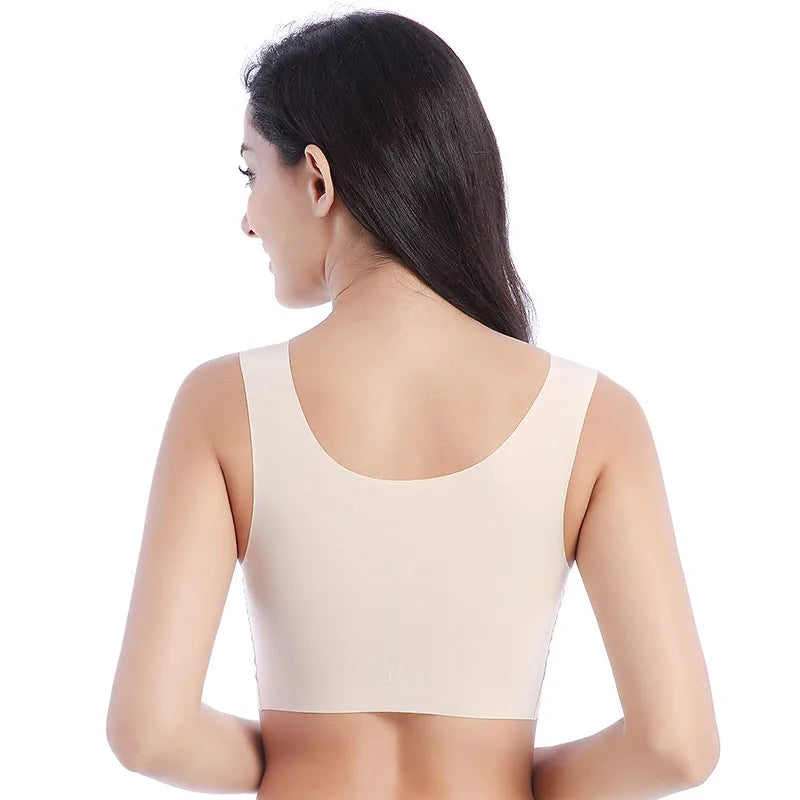Nessayoo Women Seamless Bra Push Pad Maternity Nursing Bras M-6XL Plus Size Sleep Bra Adjusted-straps Black Nude Crop Top Padded