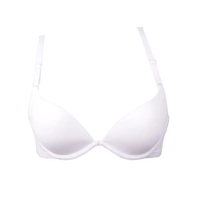 White color support small chest push up bra young girl women Bra gather breast thin cup sexy bra plunge deep u low cut women bra