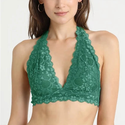12 Colors Women Sexy Summer Breathable Lace Bra Fashion Halter Unlined Non-Padded Backless Bra 30-38 A/B/C