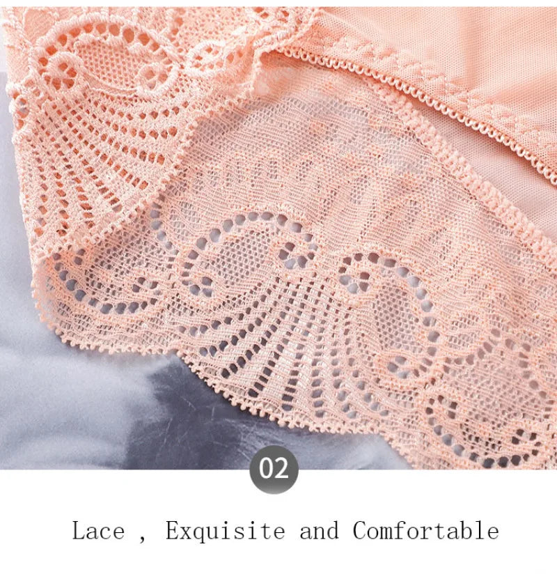 Sexy Thin Breathable Women Underwear Lace Hollow Transparent Middle Waist Female Panties Mesh Cotton Crotch Breifs Lingerie