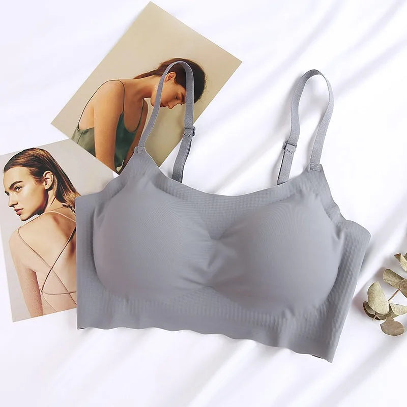Non-Marking Ice Silk Women's Underwear One-Piece Beauty Back Thin Sling Sports Vest Sleeping Girl Student Women's Bra