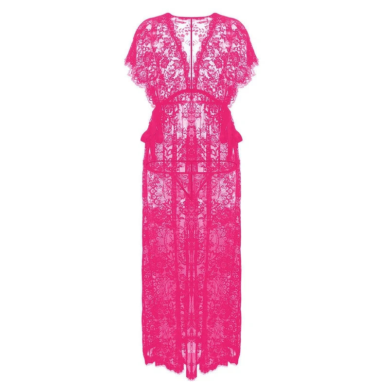 Women's Underwear Gowns Night Dress Lace Robe Wedding Gowns Women's Sleepwear Sexy Robe Floral Nightgown Long