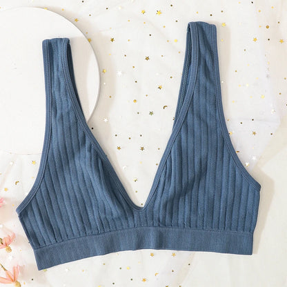 Deep V-neck Push-Up Bras For Women Seamless Bra Sexy Lingerie Rib Wireless Bralette Unlined Sport Crop Top S-XL Female Underwear