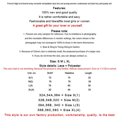 Lace Women Lingerie Set 4 Pcs Sling Open Bra Sexy Wiht Garter Panties Push Up Bra Set Erotic Transparent Underwear Net Stockings