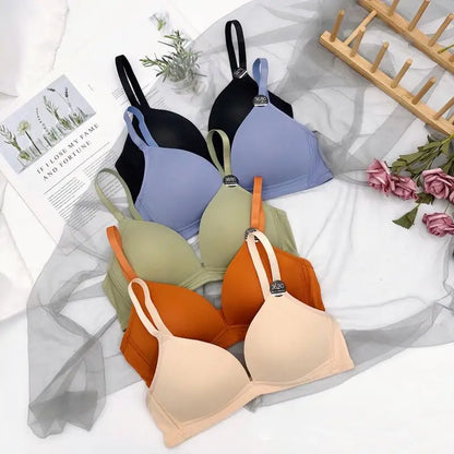Thin Triangle Cup Bra Non-removable Shoulder Straps Women Underwear Deep-V Adjusted Brassiere Without Steel Ring Sleep Bralette