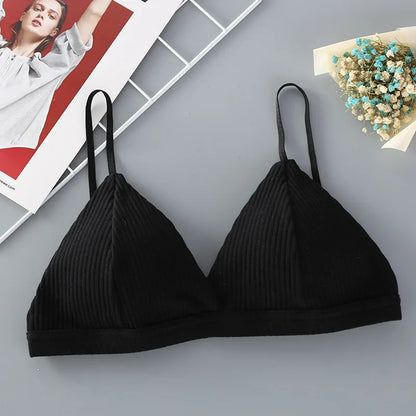 Women's Cotton Push-Up Bralette Solid Color Bras Seamless Wire-Free Brassiere Sexy Lingerie Simple Underwear for Female Girls