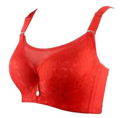 Cotton-lined solid women full-coverage bra Breathable Push up Sexy lace underwear lingerie top big bust 80-120 C D E F bh C3313