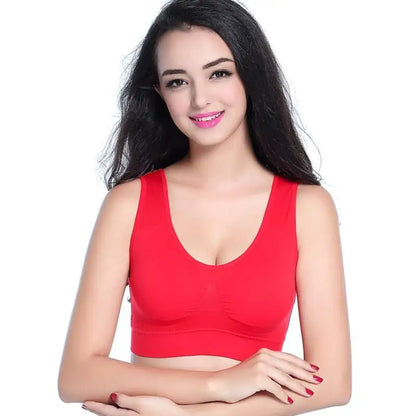 S-7XL Sports Yoga Shockproof Women's Bra Removable Breast Pad Bralette Sexy Elastic Beautiful Back Tops Comfort Cotton Sleep Bra