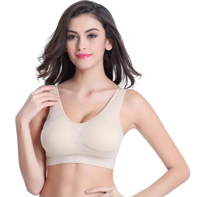 S-7XL Sports Yoga Shockproof Women's Bra Removable Breast Pad Bralette Sexy Elastic Beautiful Back Tops Comfort Cotton Sleep Bra