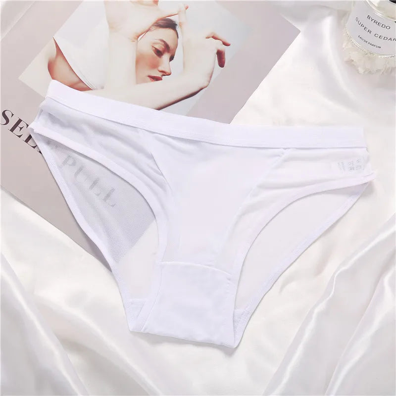 Hot Sexy Mesh Hollow Out Women Panties Plus Size M-XL Brief Transparent Low Rise Lingerie Female Breathable Underwear Underpants